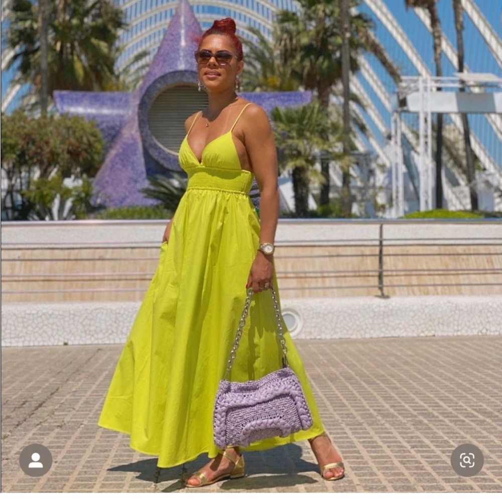 NWT Zara poplin apple green midi dress